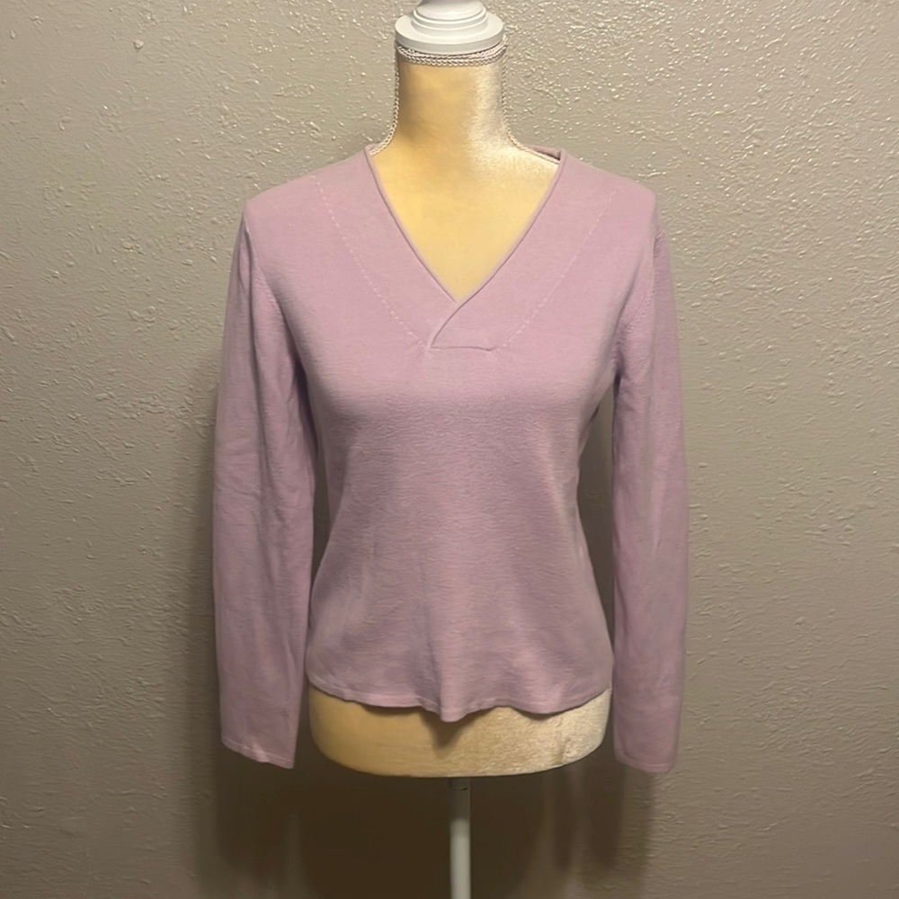 J. Jill‎ Lavender Long Sleeve V-Neck Blouse Size S